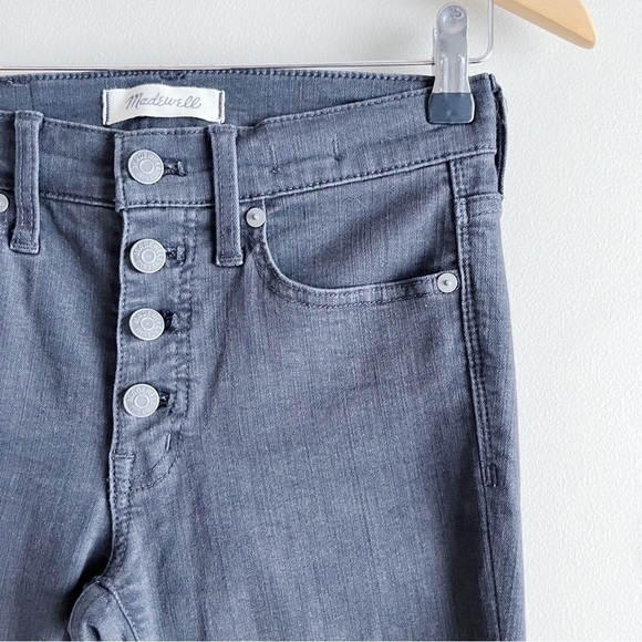 Madewell 9” Mid-Rise Skinny Black Jeans Button‎ Fly Raw Hem, Size 24 - Picture 5 of 15